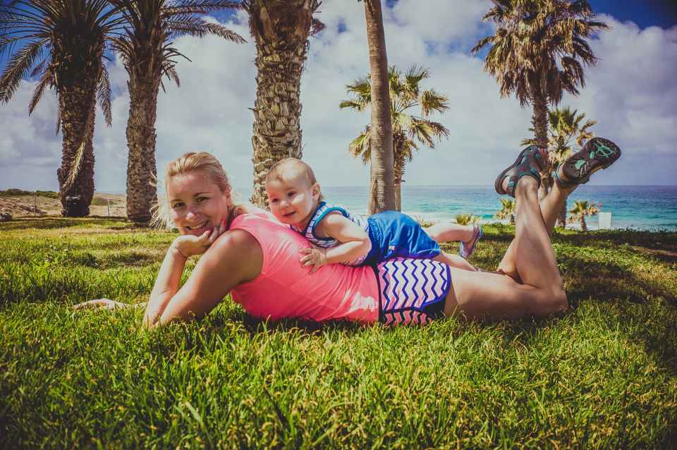 baby beach blue sky clouds