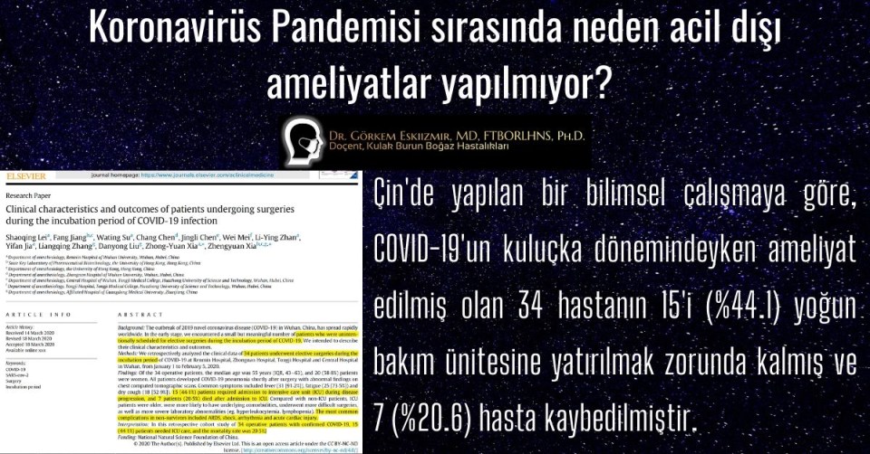 Koronavirüs pandemisi sırasında neden acil dışı ameliyatlar yapılmıyor